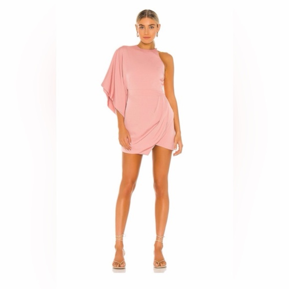 Michael Costello x Revolve Blush One-Shoulder Dress